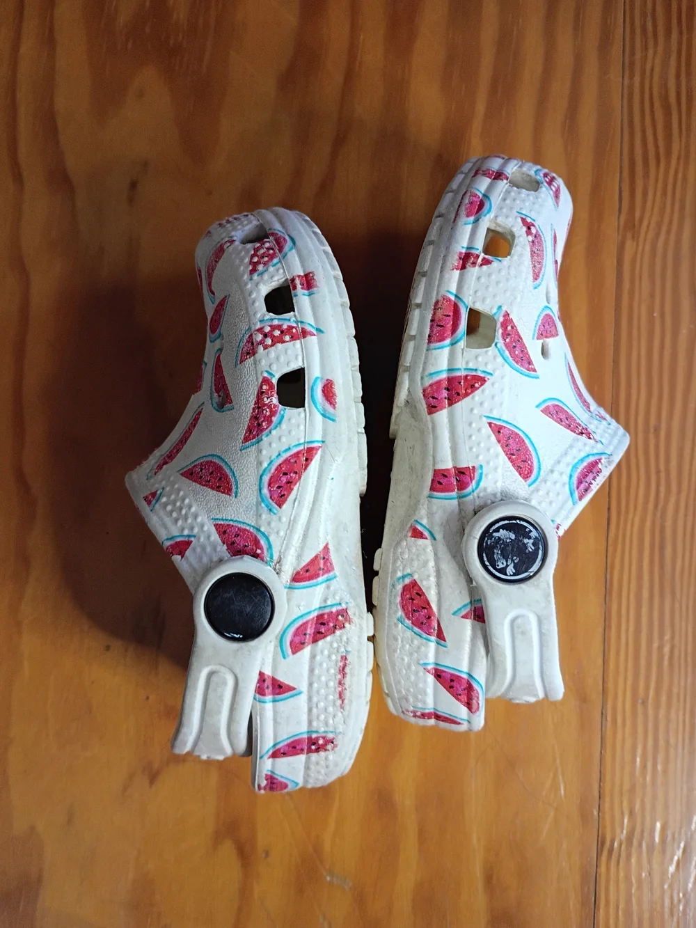 CROCS White Kids Clogs with Pink Watermelon Print